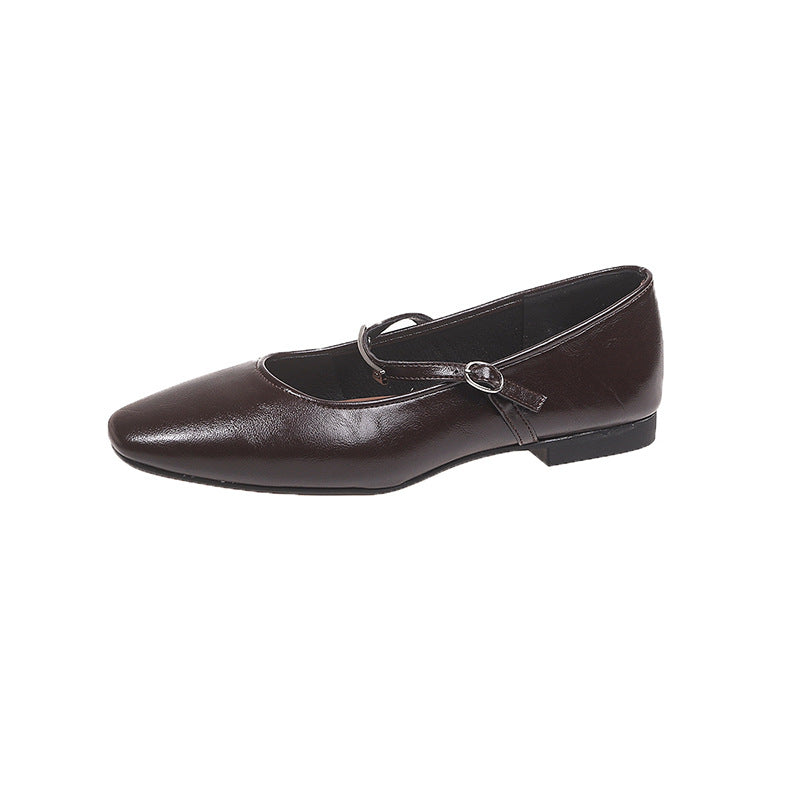 Dame elegant ballerinas med kvadratisk tåparti og justerbar rem Stilla