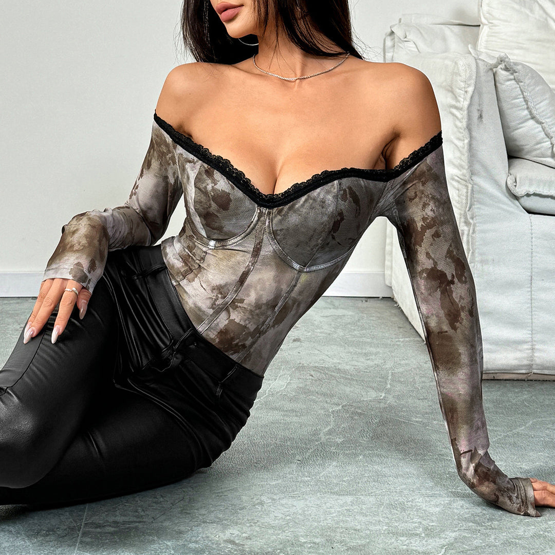 Dame Body med elastisk stof og elegant spids Stilla