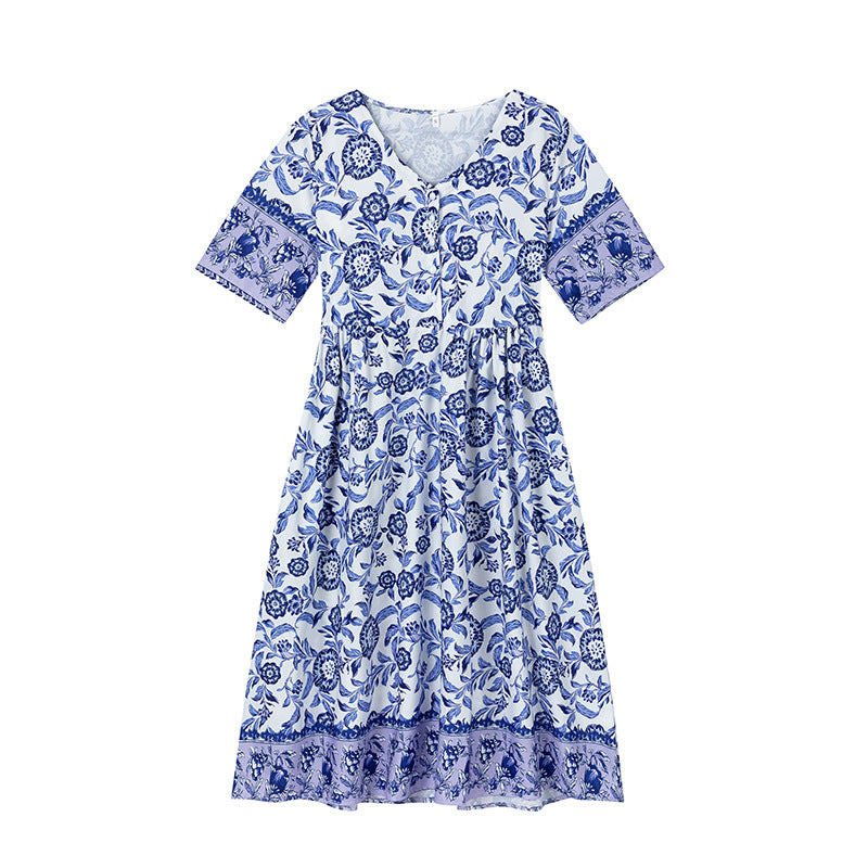 Dame Floral Print A-linie Sommerkjole Stilla