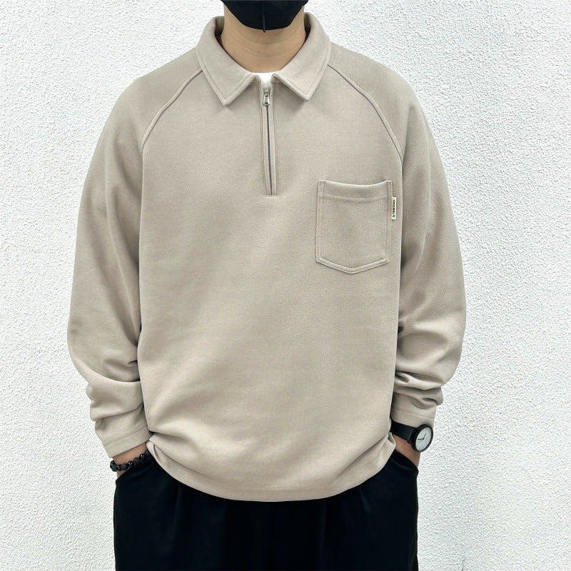 Herren bomuldsblandings kvart-zip pullover sweatshirt med brystlomme Stilla