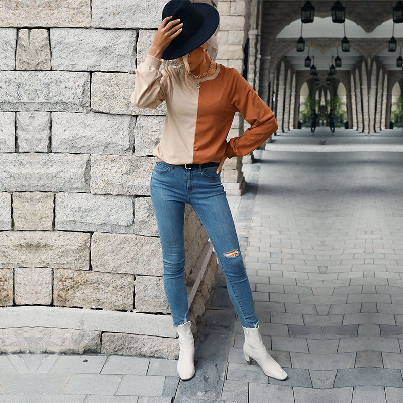 Kvindernes fashionable sweatshirt med trendy farveblok design Stilla