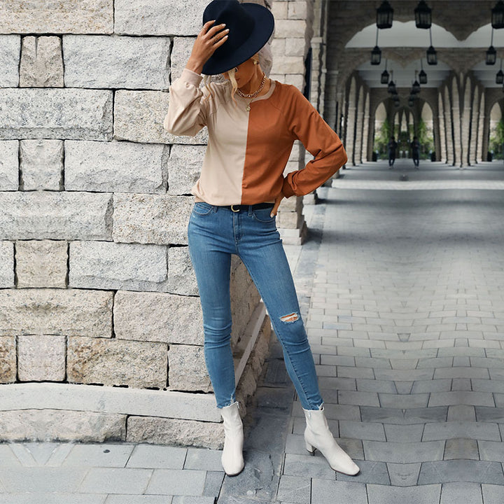 Kvindernes fashionable sweatshirt med trendy farveblok design Stilla