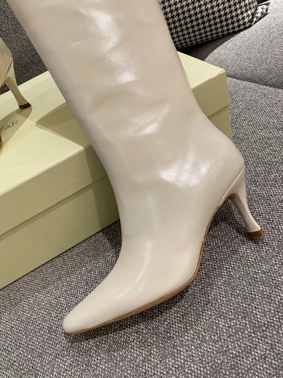 Femme Glinsende Spids-Toe Knæhøje Stiletto Støvler Stilla