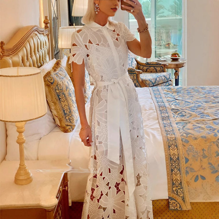 Dame Elegant Spids-Maxi-Kjole Stilla