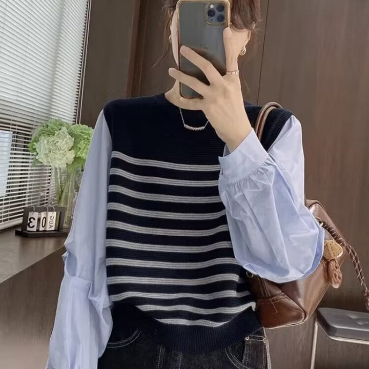 Femme Lagdelt Stribet Strikpullover Stilla