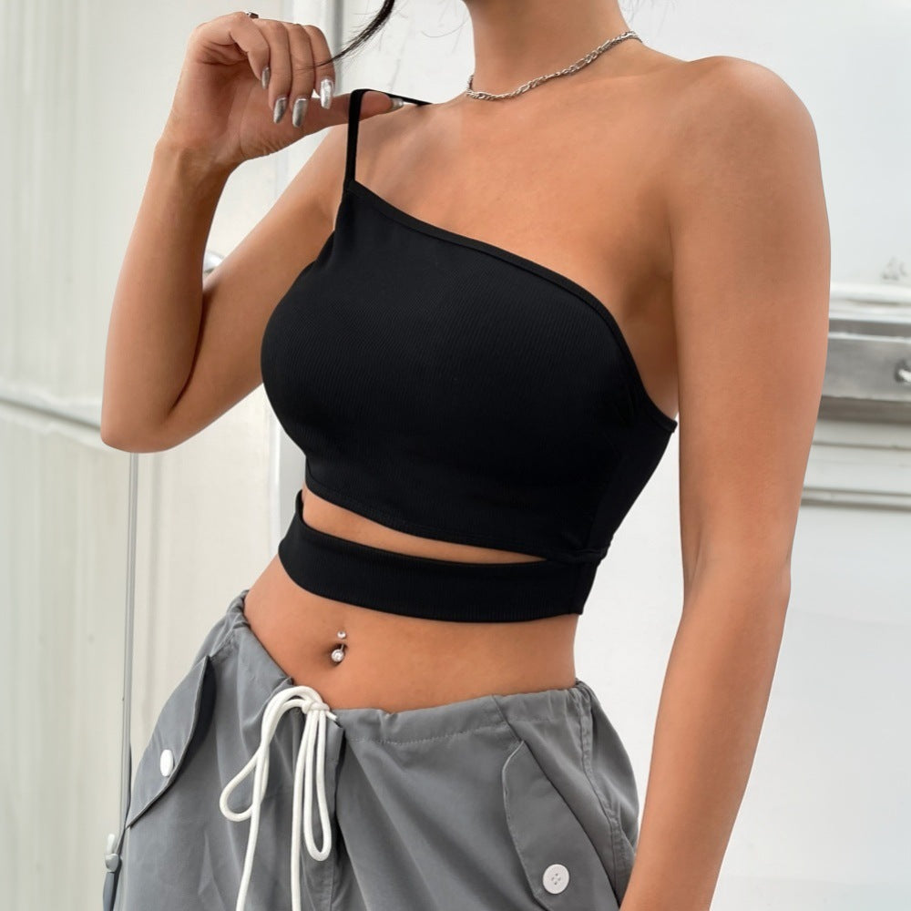 Kvindelig asymmetrisk crop top med smal talje og uden stropper design Stilla