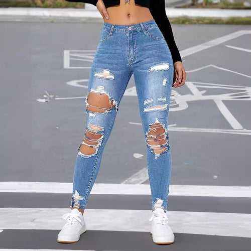 Dame Revnet Skinny Jeans med høj talje og trendy design Stilla