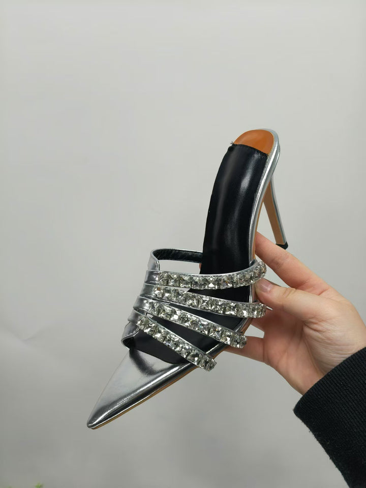 Femme strass-besatte high-heel-mules Stilla