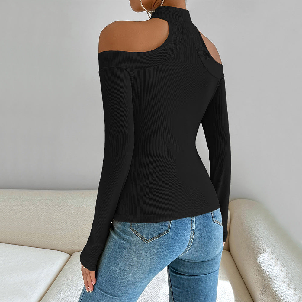 Kvinders off-shoulder langærmet top med elegant knudedesign Stilla