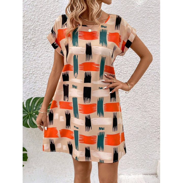 Femme Elegante Shift Kjole med abstrakt penselstræk Design Stilla