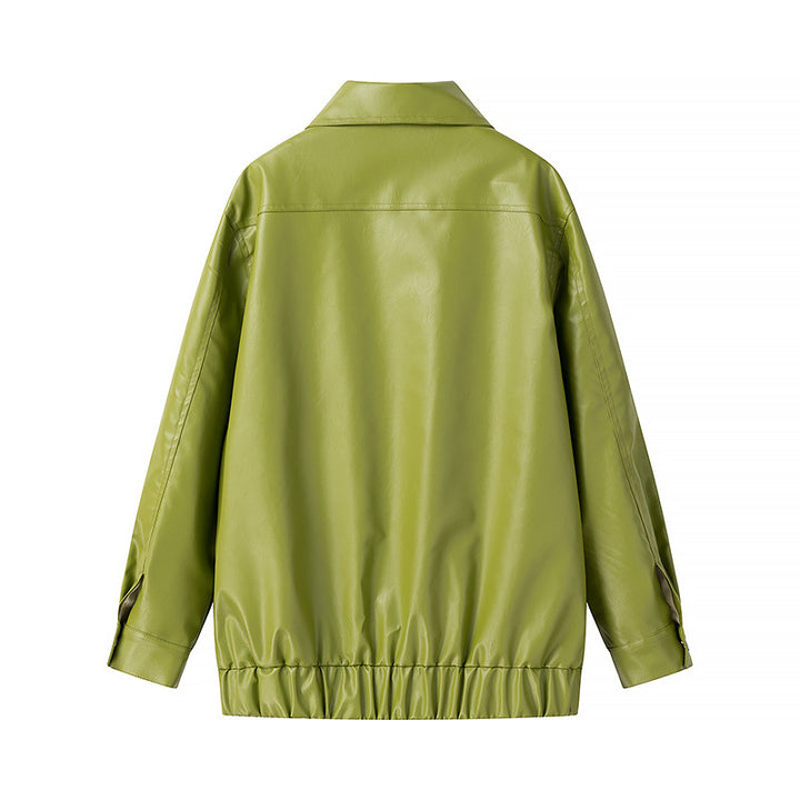 Damer Casual Faux Læderjakke med Praktiske Lommer og Moderne Design Stilla