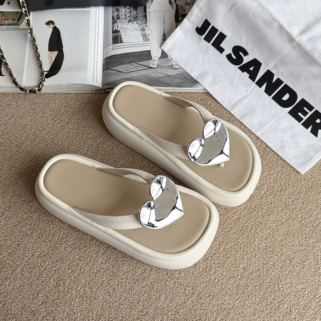 Femme Hjerte-besmykkede Komfort Flip-Flops Stilla