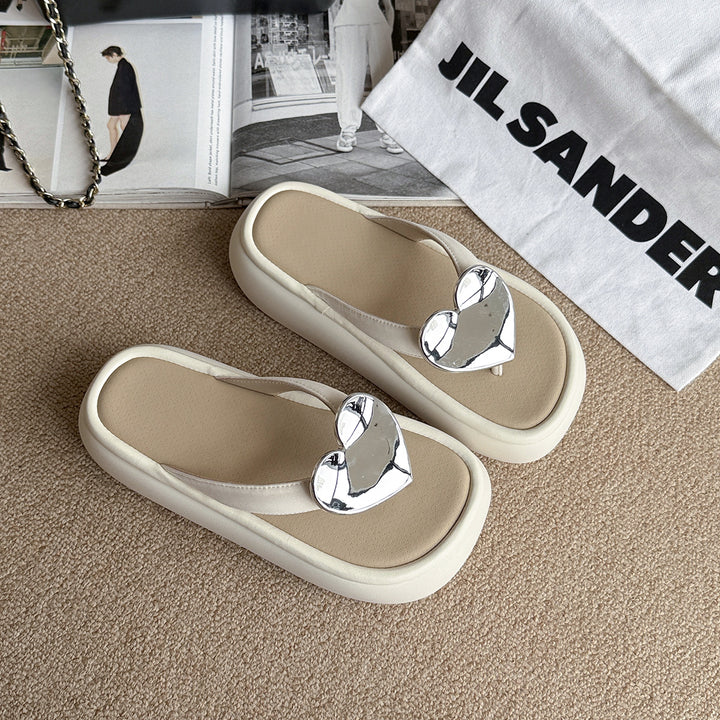 Femme Hjerte-besmykkede Komfort Flip-Flops Stilla