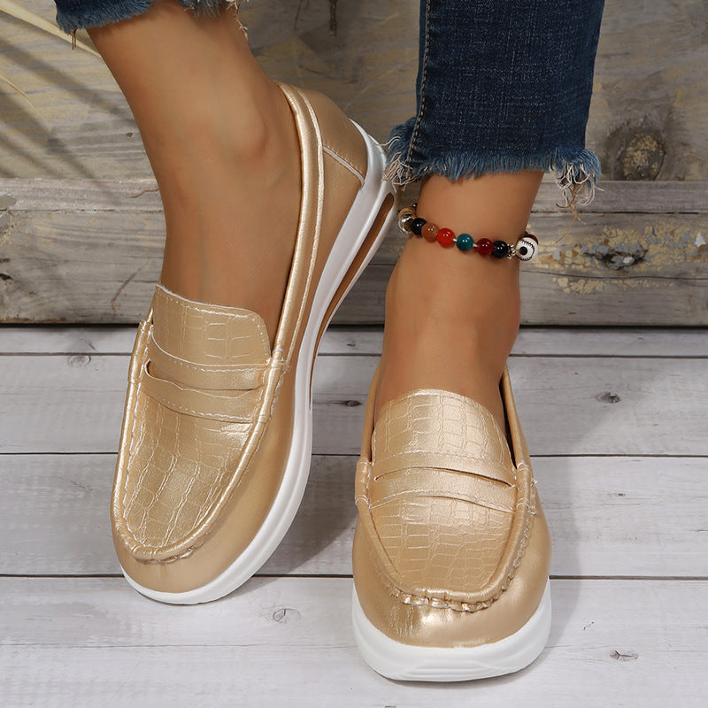 Dame mokasiner i elegant metallic-look med komfortabel sål Stilla