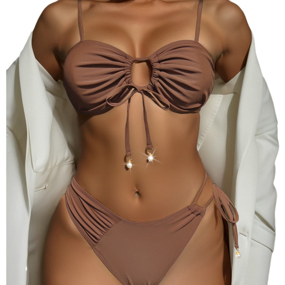 Dame Push-Up Bikini med dekorative detaljer og justerbare stropper Skovae