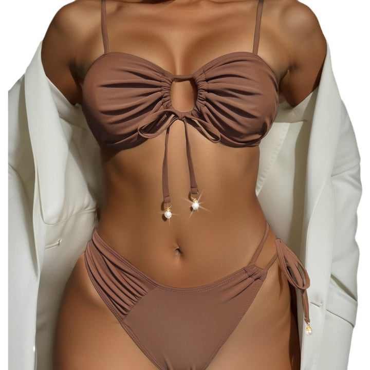 Dame Push-Up Bikini med dekorative detaljer og justerbare stropper Skovae