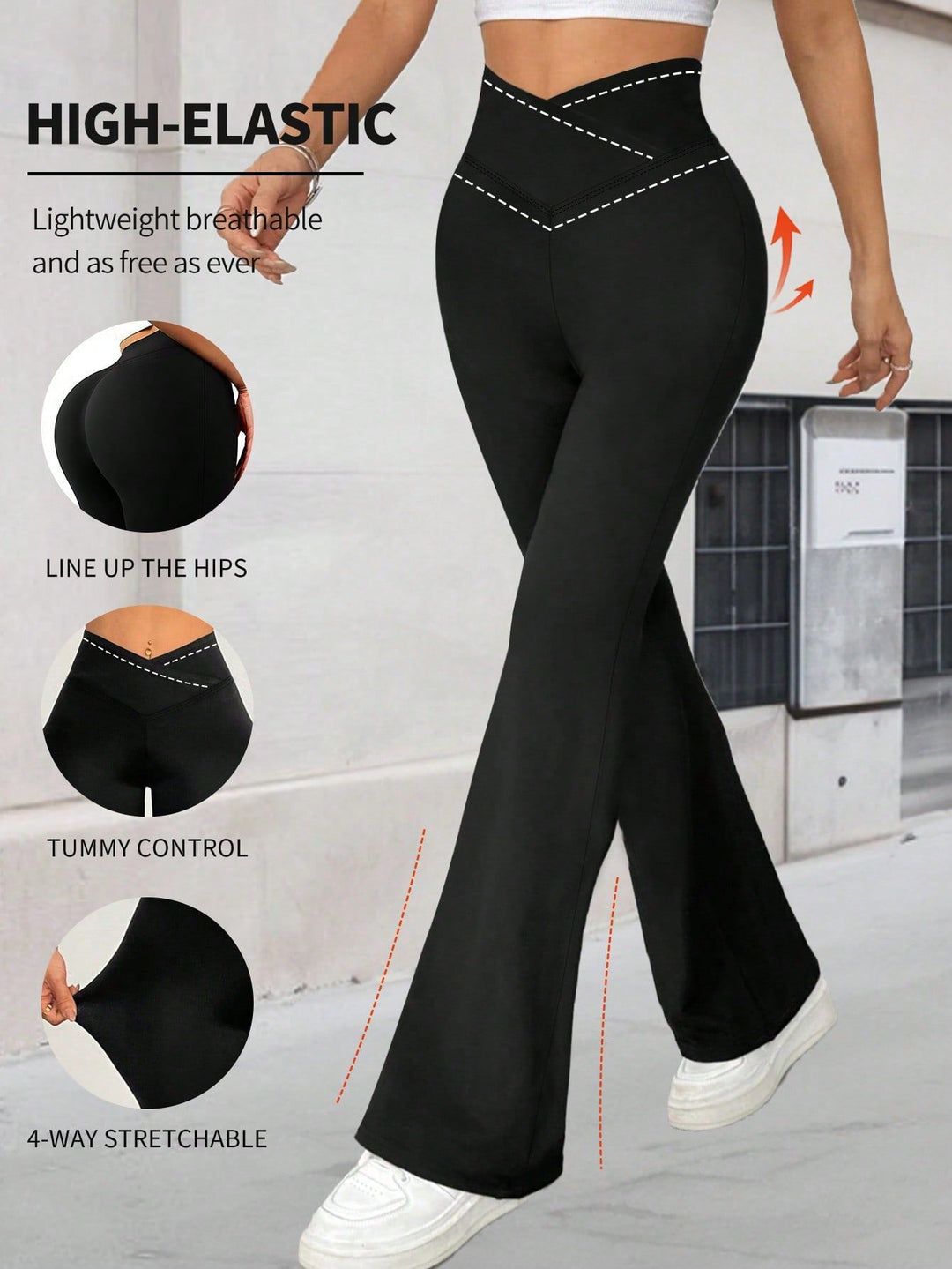 Dame Højtaljede Yoga-Leggings med Mavekontrol og 4-Vejs Stretch Skovae