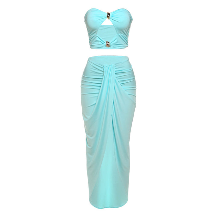 Dame top og maxi-nederdel sæt med raffineret cut-out-design Stilla