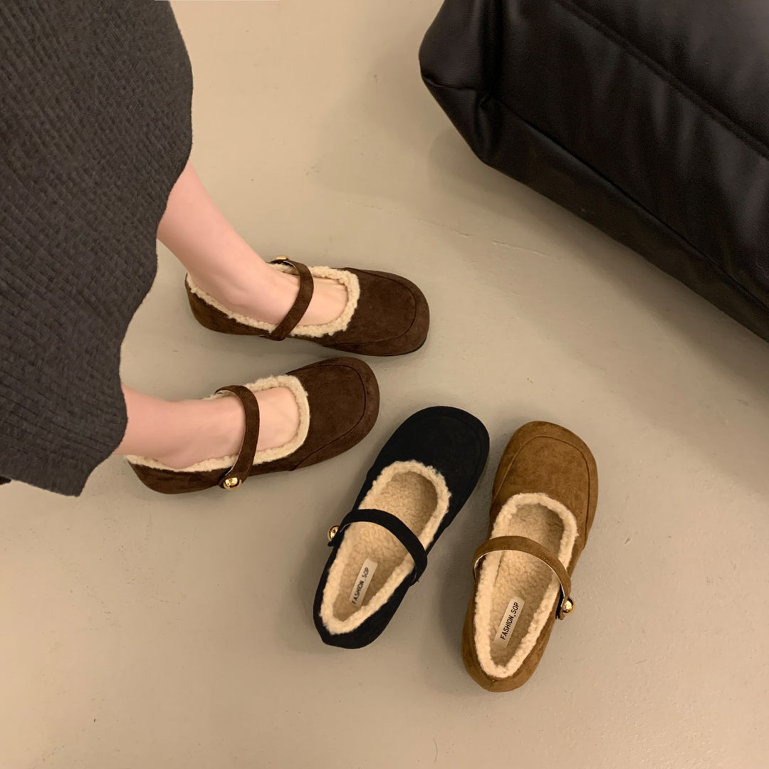 Dame varme fleeceforede Mary Jane ballerinaer Stilla