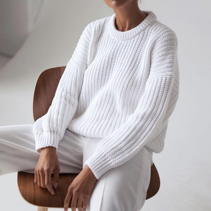 Kvinders afslappede strikket sweater med moderne rib mønster Stilla