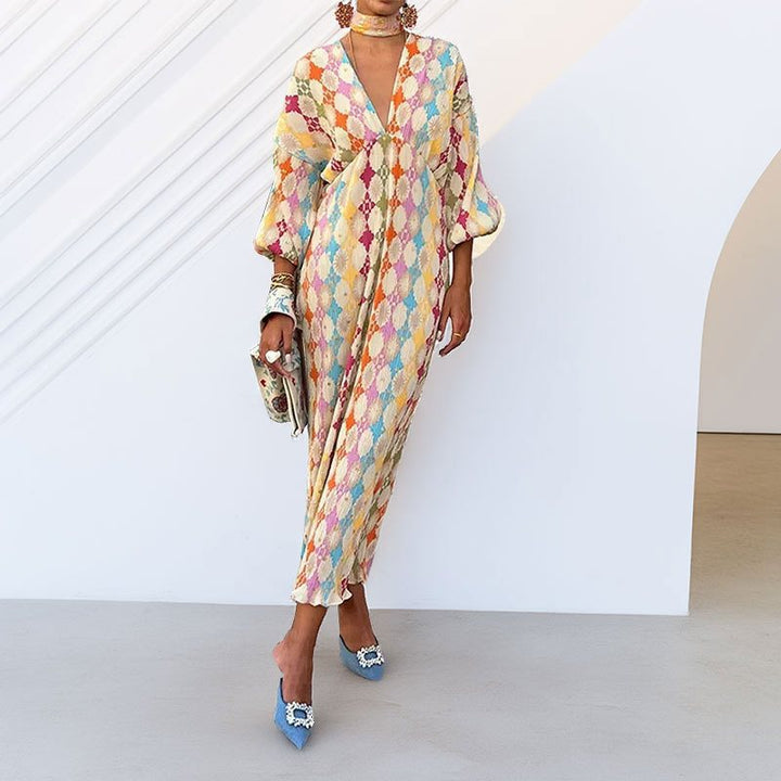 Dame maxikjole i boho-stil med zigzag-mønster Stilla
