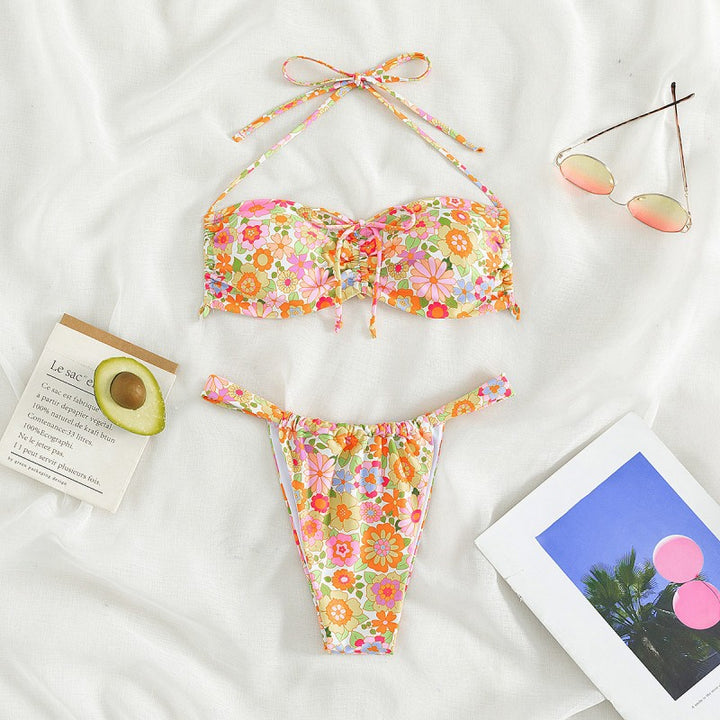Dame blomster mønster bandeau bikini Skovae