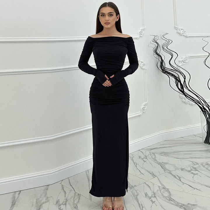 Damer Elegant Maxikjole med asymmetrisk design og rynkede detaljer Stilla