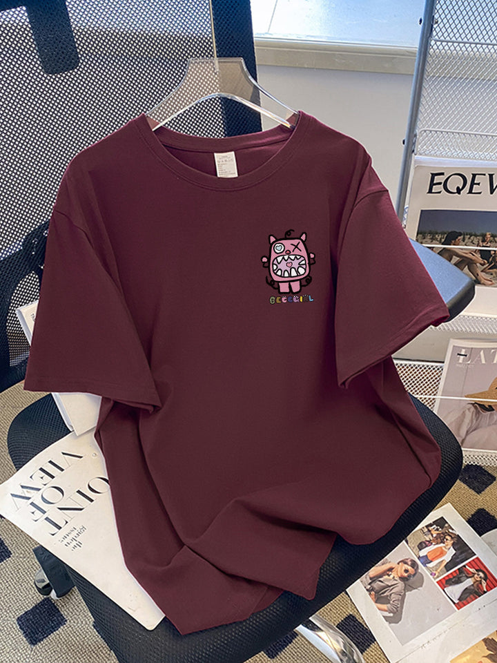Dame T-shirt med kunstnerisk cartoon-motiv og afslappet snit Stilla