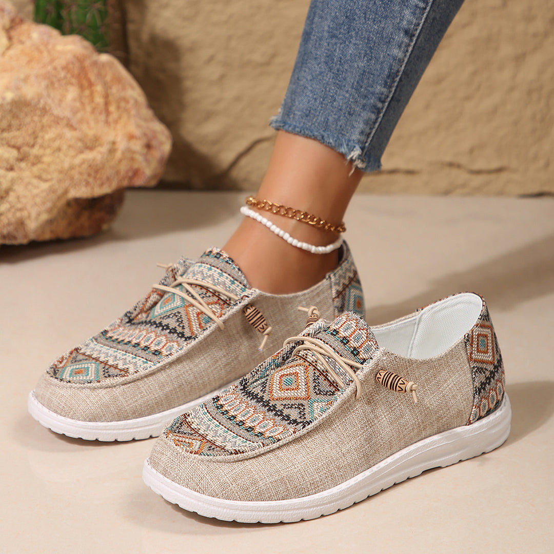 Dame Fritids Slip-On Sneakers med farverigt Ethno-mønster Stilla