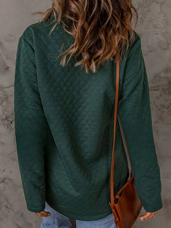 Dame Steppetrøje med Mock Neck og ternet mønster Stilla
