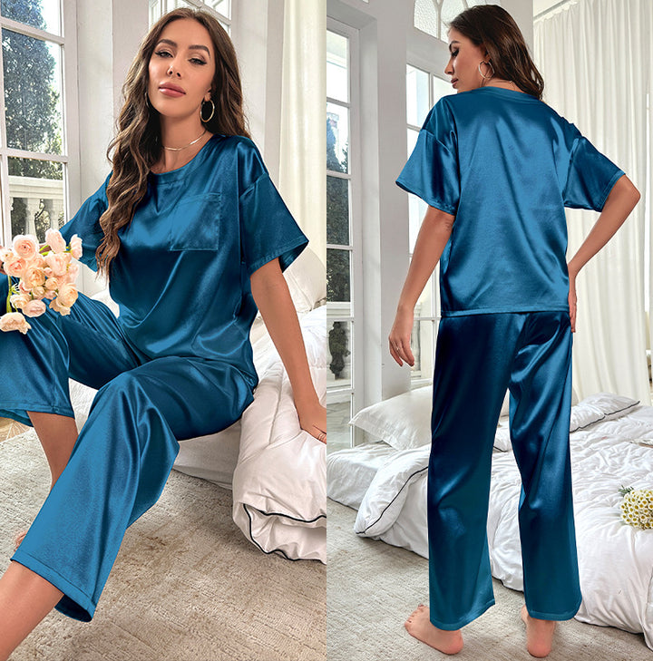 Dame Satin Pyjama-sæt med afslappet pasform og komfortable detaljer Stilla