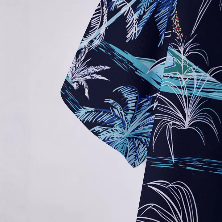 Herrer Poloshirt med tropisk palmeprint Stilla