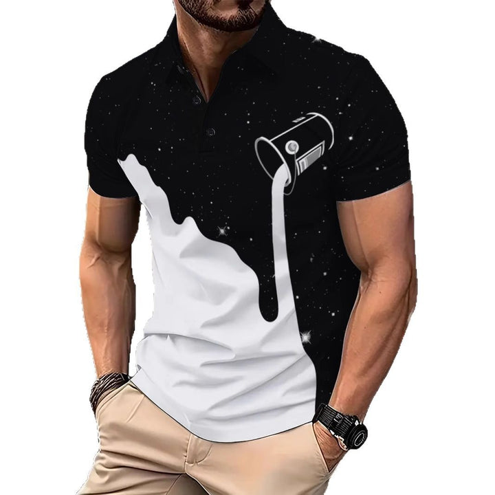 Herrer polo-shirt med kreativ farvegradient og unikt grafikdesign Stilla