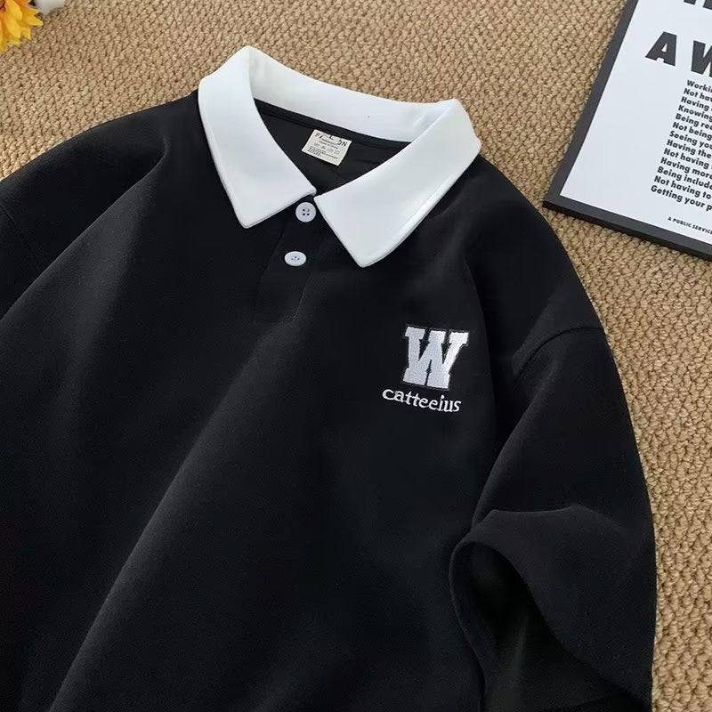 Herre polo shirt med kontrasterende krave og broderet logo Stilla
