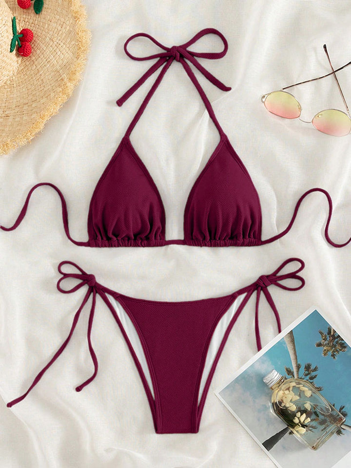 Dame Triangel-Bikini med justerbare bindebånd og høj benudskæring Skovae