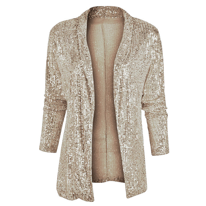 Dame Glitrende Overshirt-Jakke med elegant snit og skinnende Paillettetrim Stilla