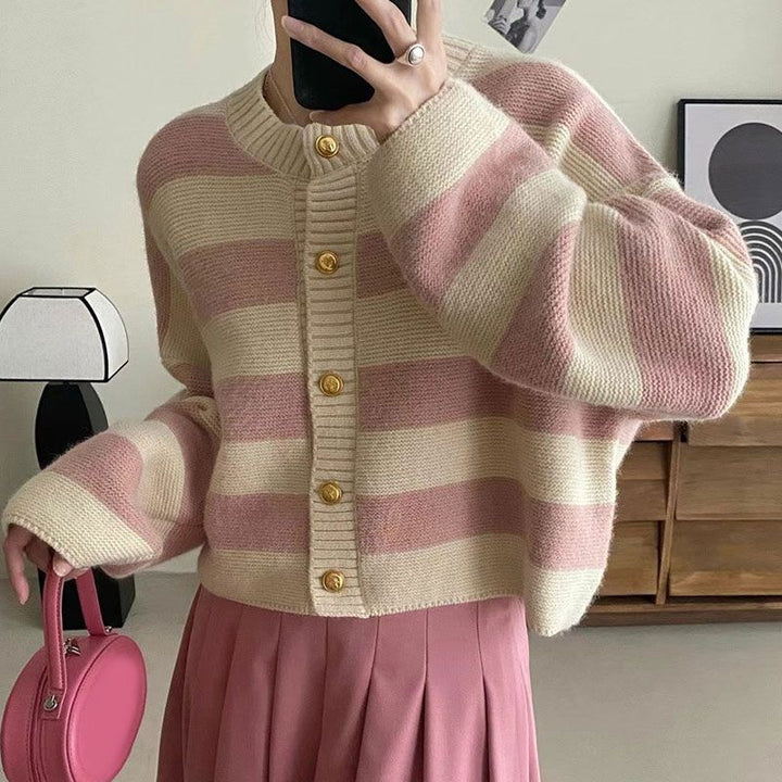 Kvinders fashionable oversized striktrøje med knapper Stilla