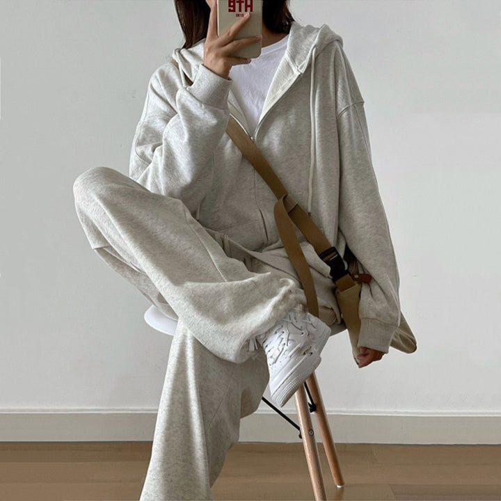 Kvinders Urban Lounge Sæt med Hoodie og Bred Jogging Bukser Skovae