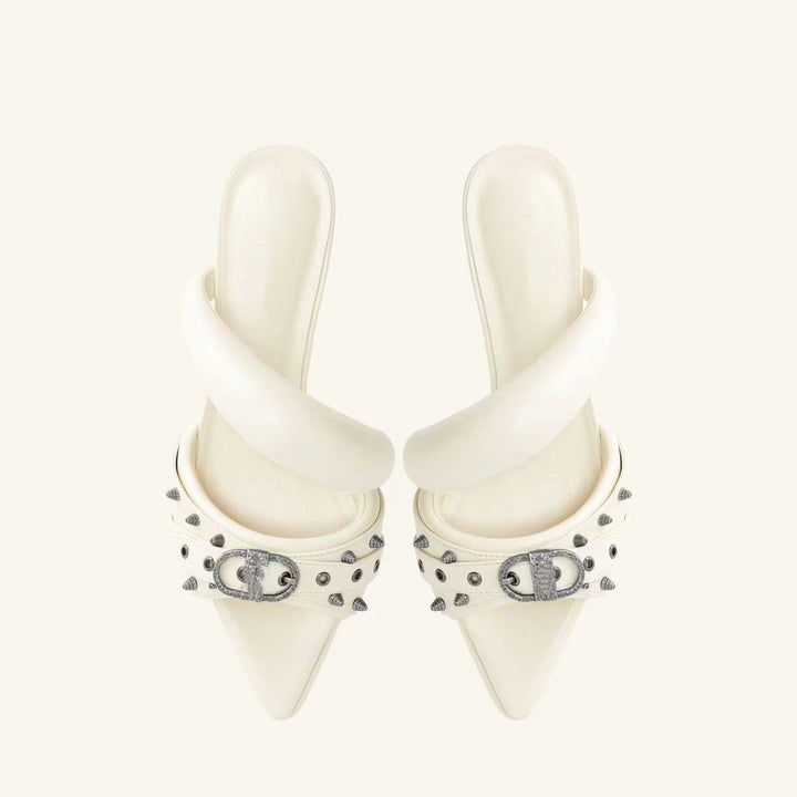Femme High-Heel Slide Sandaler med dekorativ drejestroppem Stilla