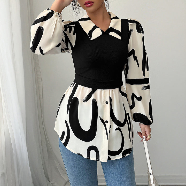 Dame Modisk Bluse med Grafisk Mønster Stilla