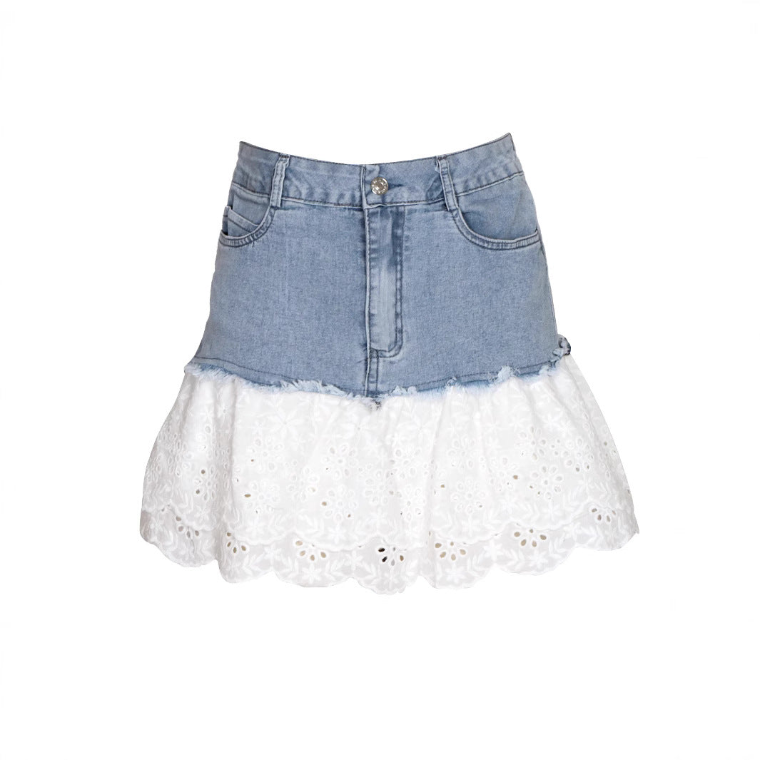 Femme Denim og Spids A-Linje Nederdel Stilla