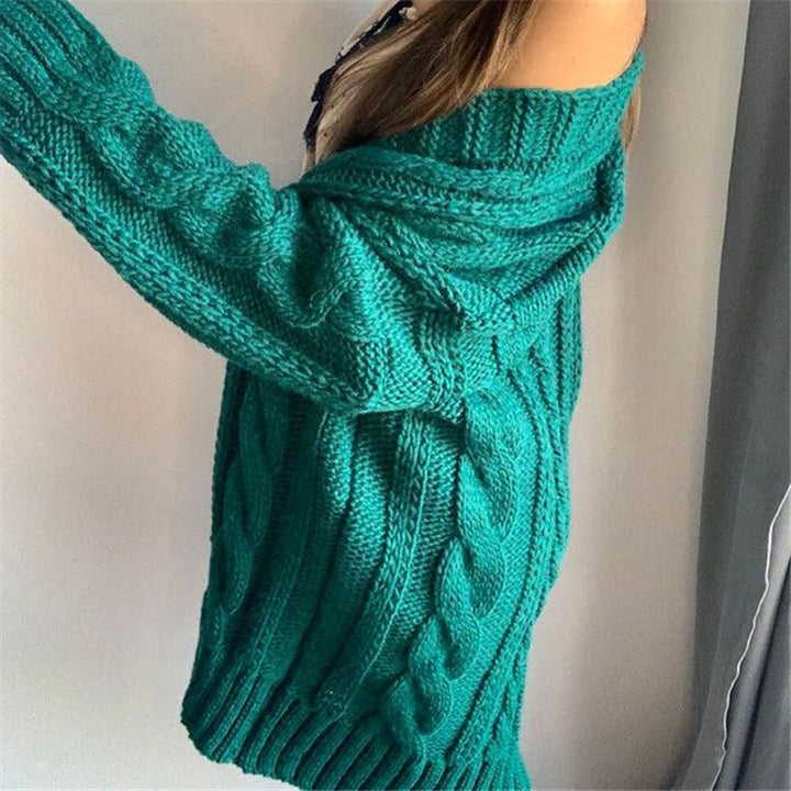 Dame Stor Oversized Strikpullover Stilla