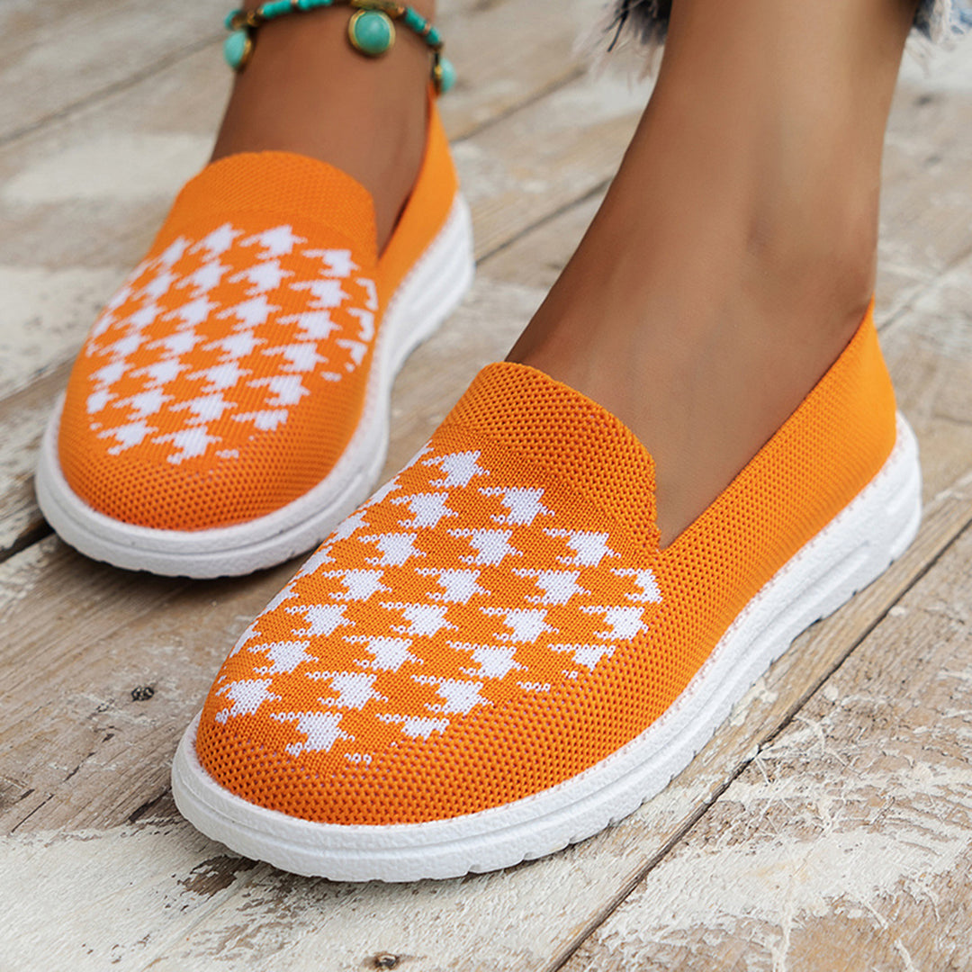 Damer komfortable Slip-On sneakers i moderne houndstooth mønster Stilla