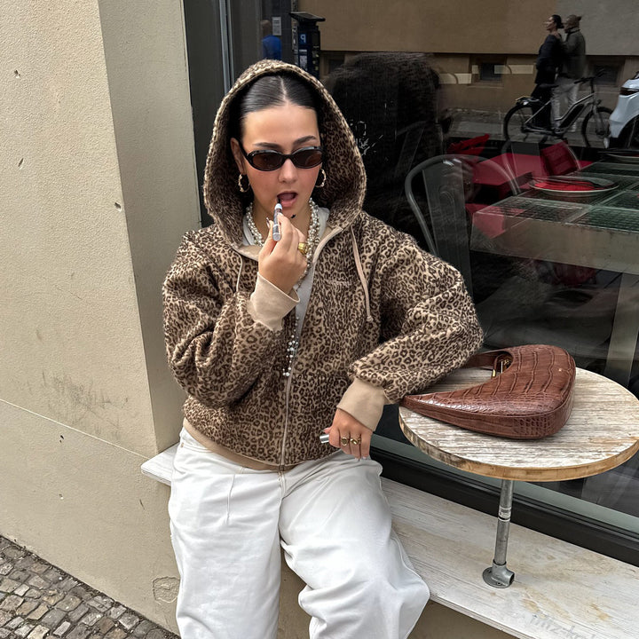 Kvinders Oversized Hoodie med Leopard Print Stilla