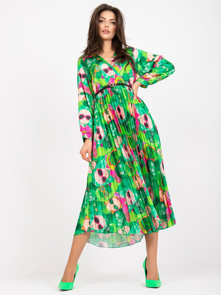 Dame elegant Maxi-kjole med bølgende design og V-hals Stilla