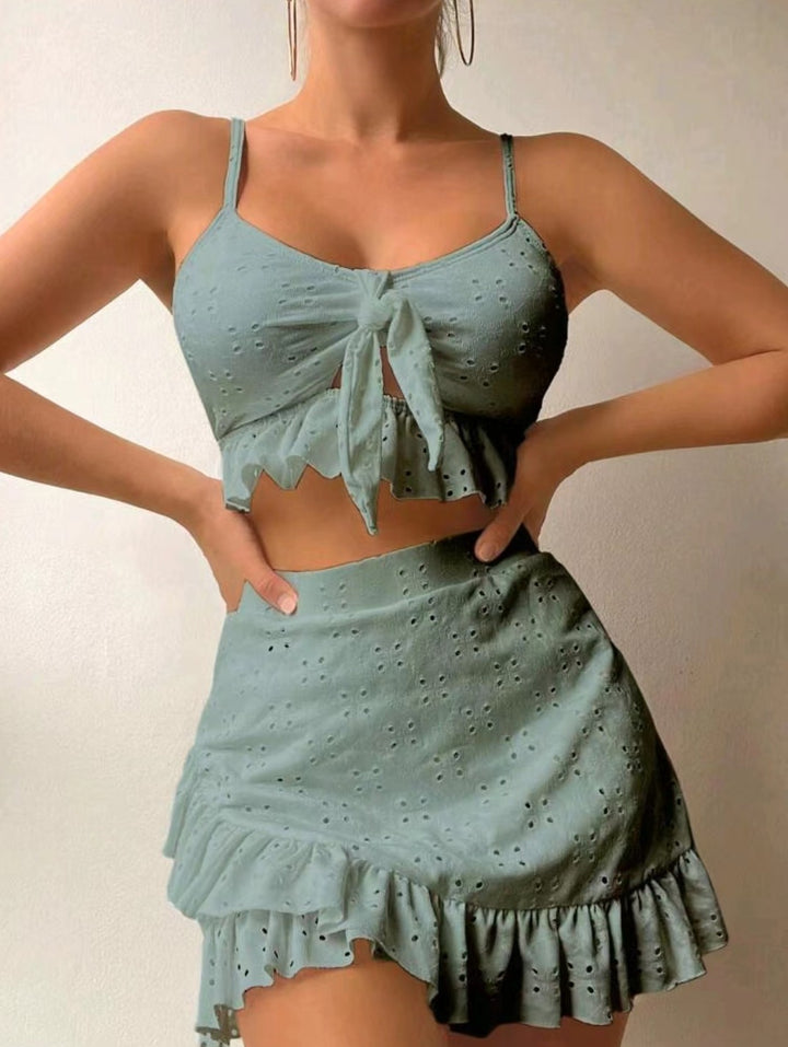 Dame Crop-Top og Nederdel-Sæt Skovae