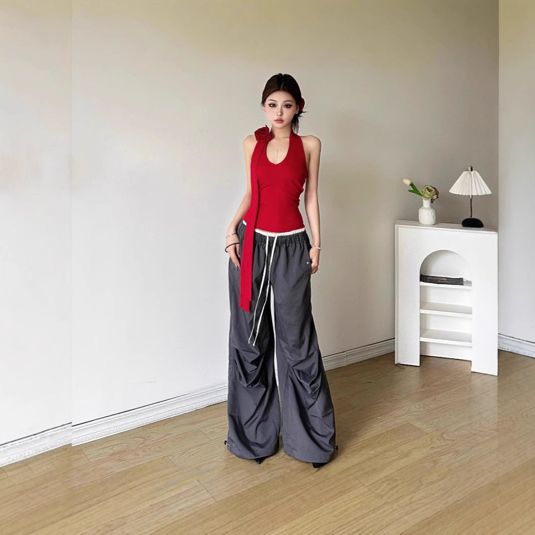 Dame Halterneck Top med blomstret design Stilla