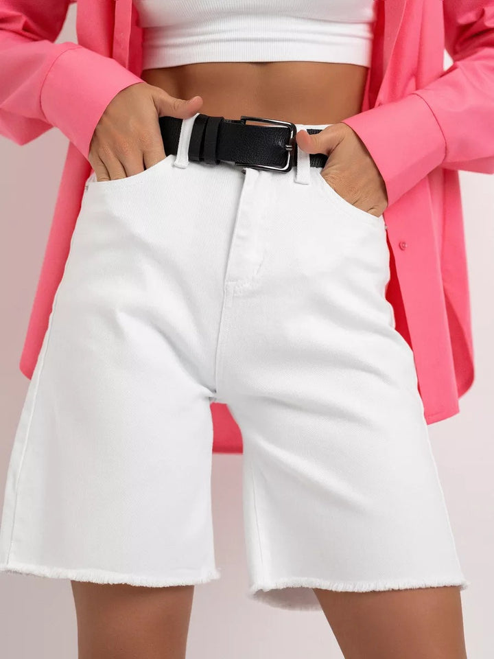 Dame jeansshorts med frynset kant og høj talje Stilla