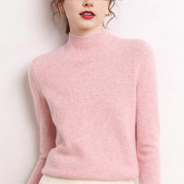 Kvinders cashmere-lignende pullover med høj hals og smalle ærmer Stilla