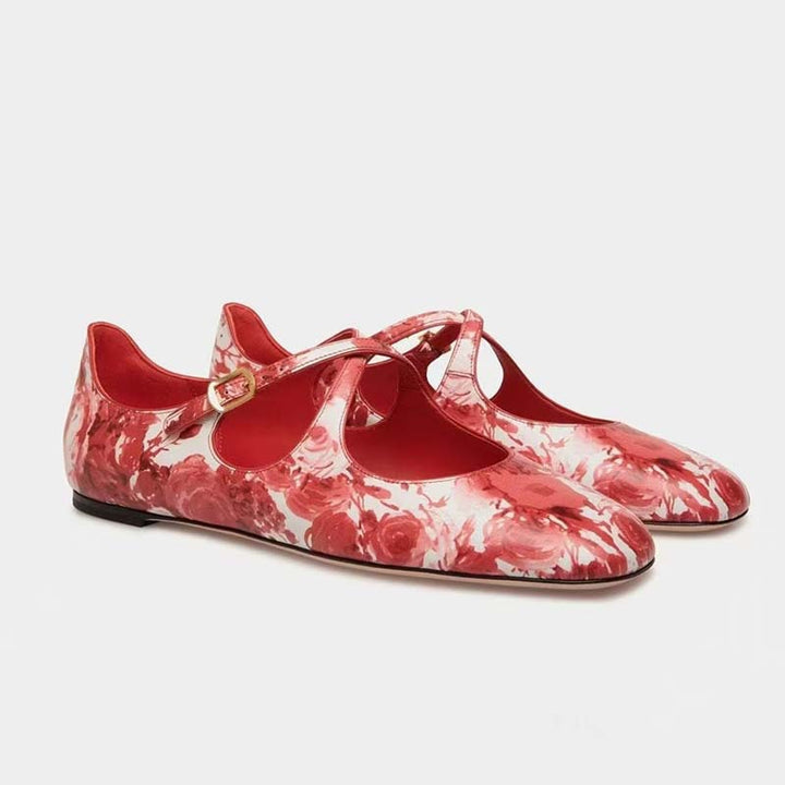 Femme Elegante Blomstret Mary Jane Lejligheder Stilla